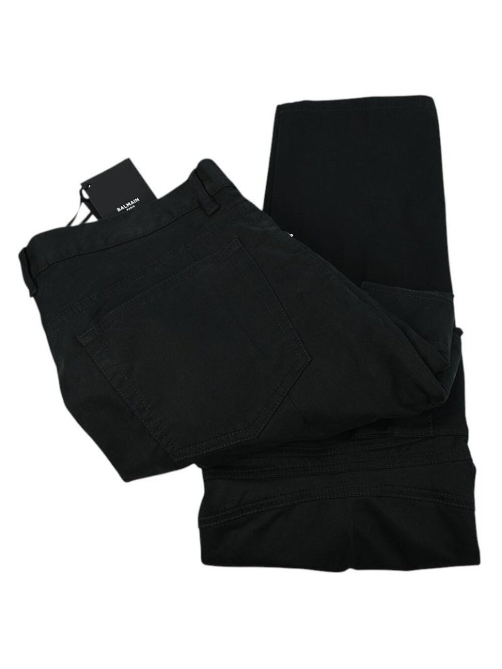 BALMAIN Mens Black Slim Fit Cotton Stretch Button Fly Cargo Pants 34 Italy NWT